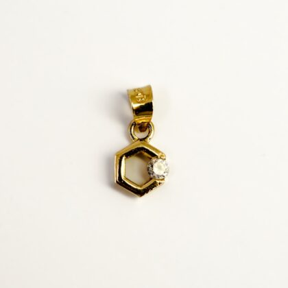18ct Yellow Gold Hexagon Pendant with CZ – 5.5mm Wide #68616-1