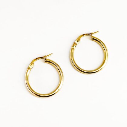 9ct Yellow Gold Hoop Earrings 0.8g 19mm #68696