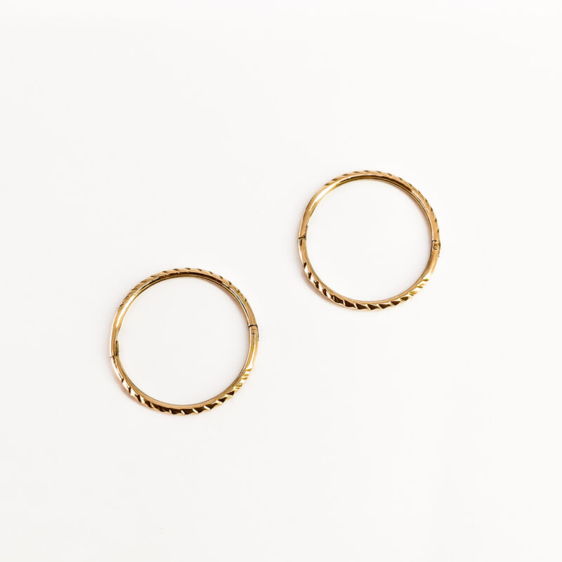 9ct Yellow Gold Twisted Pattern Sleeper Hoop Earrings – 13mm, Sold As A Pair, UK Made