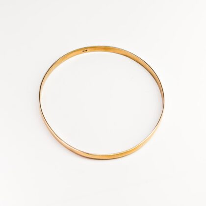 9ct Yellow Gold Solid Bangle – 9.3g – 66mm Diameter – 5mm Wide #68623