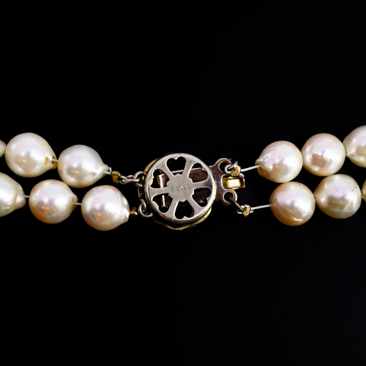 Double-Strand Baroque Pearl Necklace with Silver Clasp #67898 Double-Strand Baroque Pearl Necklace with Silver Clasp #67898 - Image 3