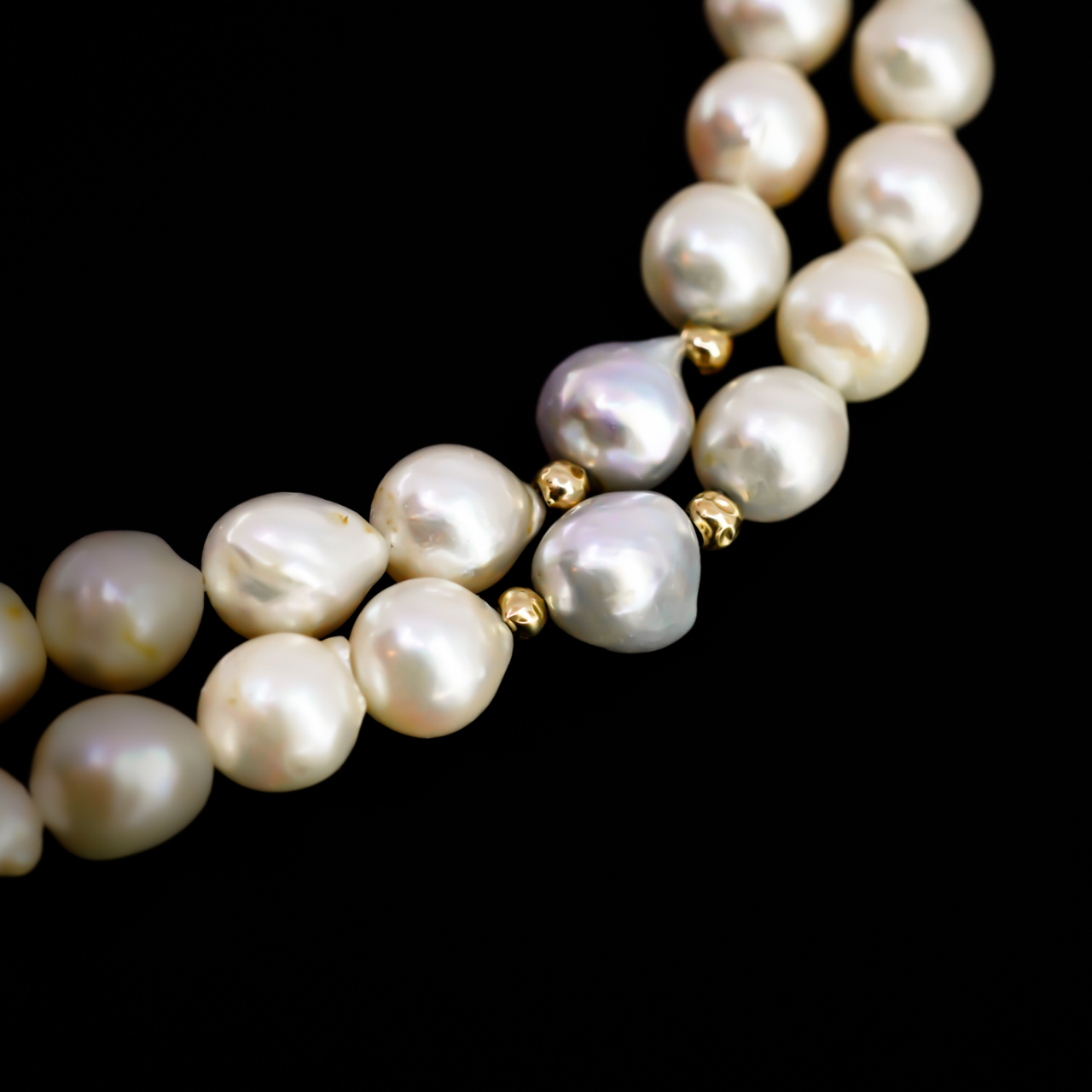 Double-Strand Baroque Pearl Necklace with Silver Clasp #67898 Double-Strand Baroque Pearl Necklace with Silver Clasp #67898 - Image 6