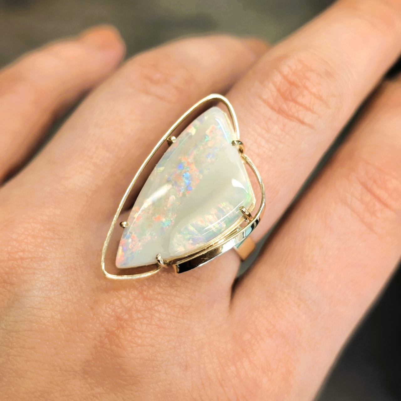 14ct Yellow Gold Opal Ring – Valued at $3315 – Size P 1/2 #68000 14ct Yellow Gold Opal Ring – Valued at $3315 – Size P 1/2 #68000 - Image 2