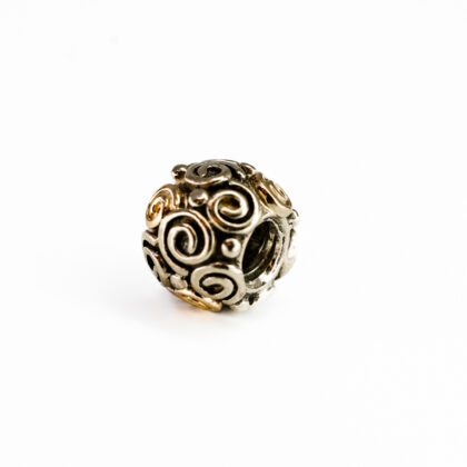 Pandora Sterling Silver and 14ct Yellow Gold Swirl Doodle Charm #67757-10