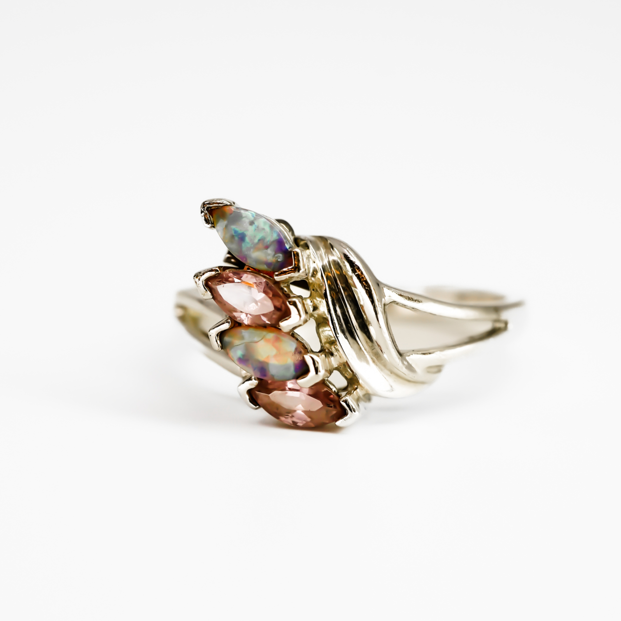 Sterling Silver Opal & Pink CZ Ring – Size T #68564 Sterling Silver Opal & Pink CZ Ring – Size T #68564 - Image 3