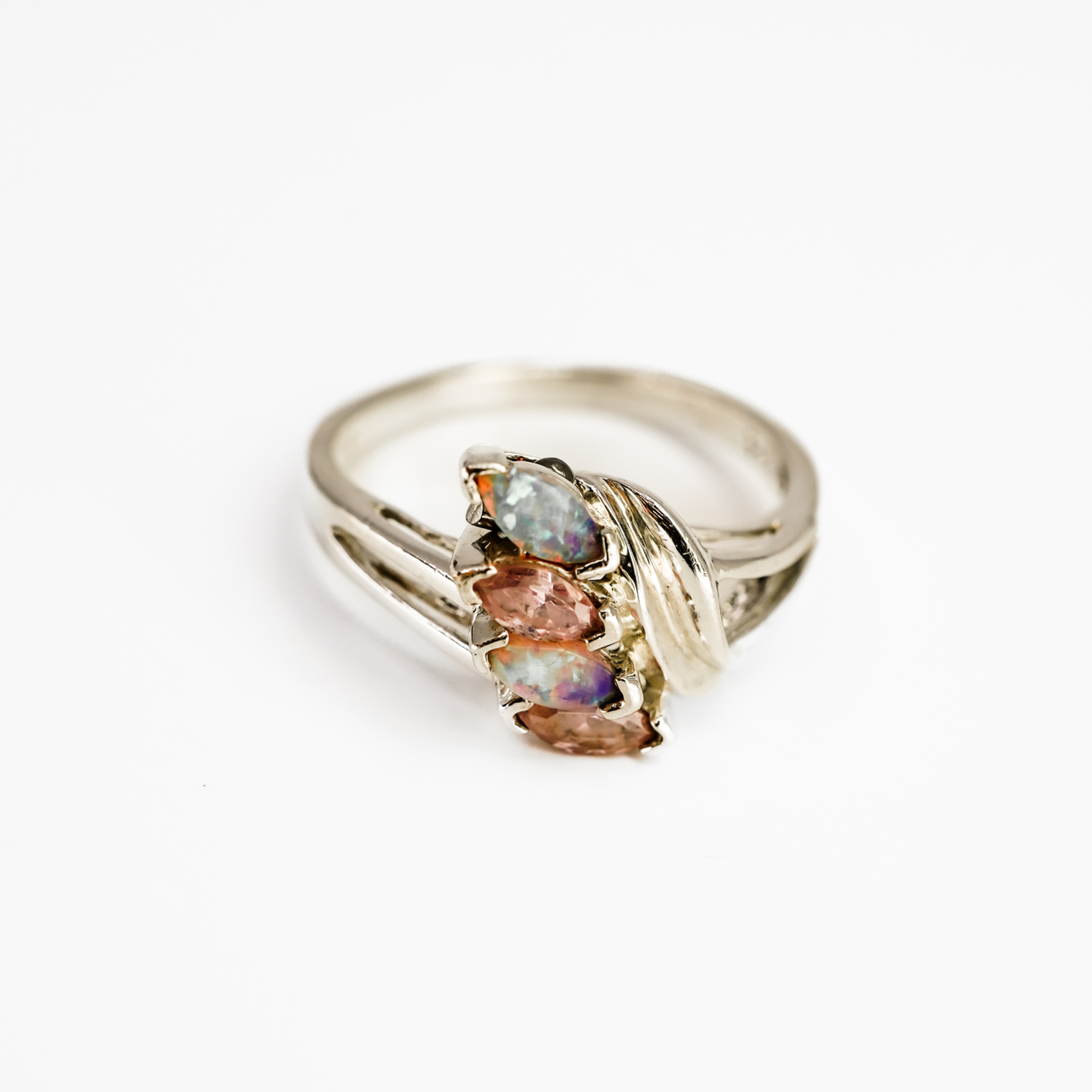 Sterling Silver Opal & Pink CZ Ring – Size T #68564 Sterling Silver Opal & Pink CZ Ring – Size T #68564 - Image 4