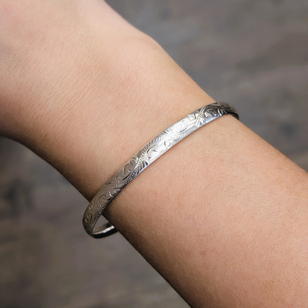 Sterling Silver Ornate Round Bangle 65mm #68563 Sterling Silver Ornate Round Bangle 65mm #68563 - Image 2