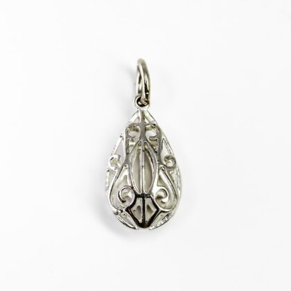 Sterling Silver Teardrop Filigree Puff Pendant #68465