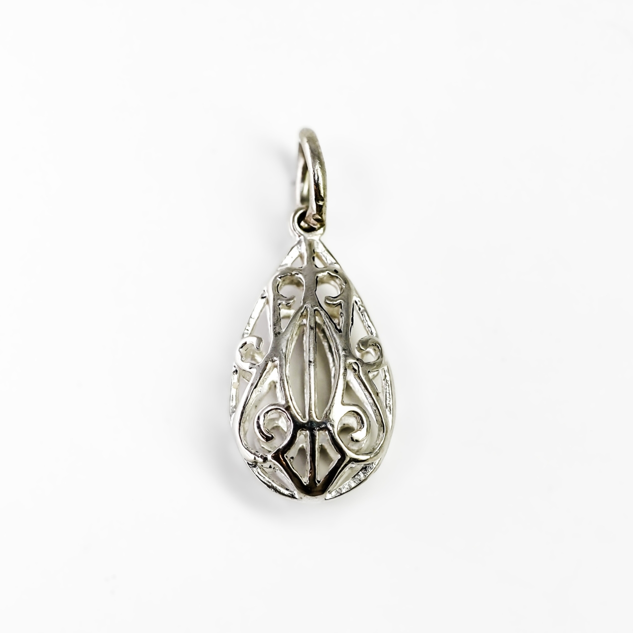 Sterling Silver Teardrop Filigree Puff Pendant #68465 Sterling Silver Teardrop Filigree Puff Pendant #68465