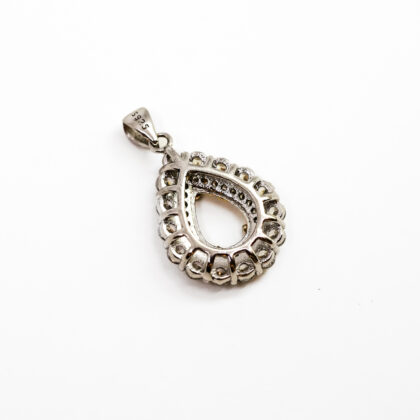 Sterling Silver Two-Tone CZ Pendant 14mm #68776