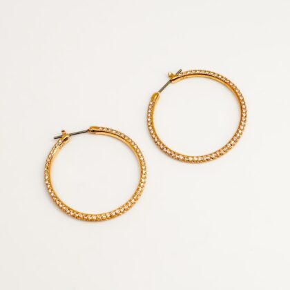 Swarovski Dextera Large Pavé Hoop Earrings – Rose Gold-Tone – With Box #68636