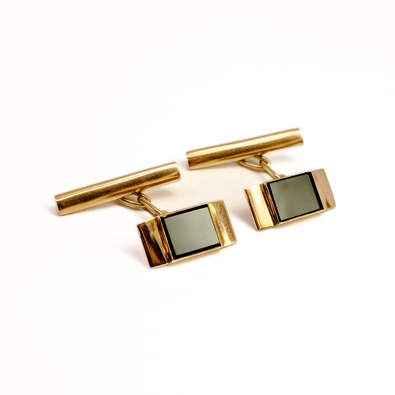 Vintage 9ct Yellow Gold Britannic Rectangle Onyx Cufflinks #63994 Vintage 9ct Yellow Gold Britannic Rectangle Onyx Cufflinks #63994 - Image 7