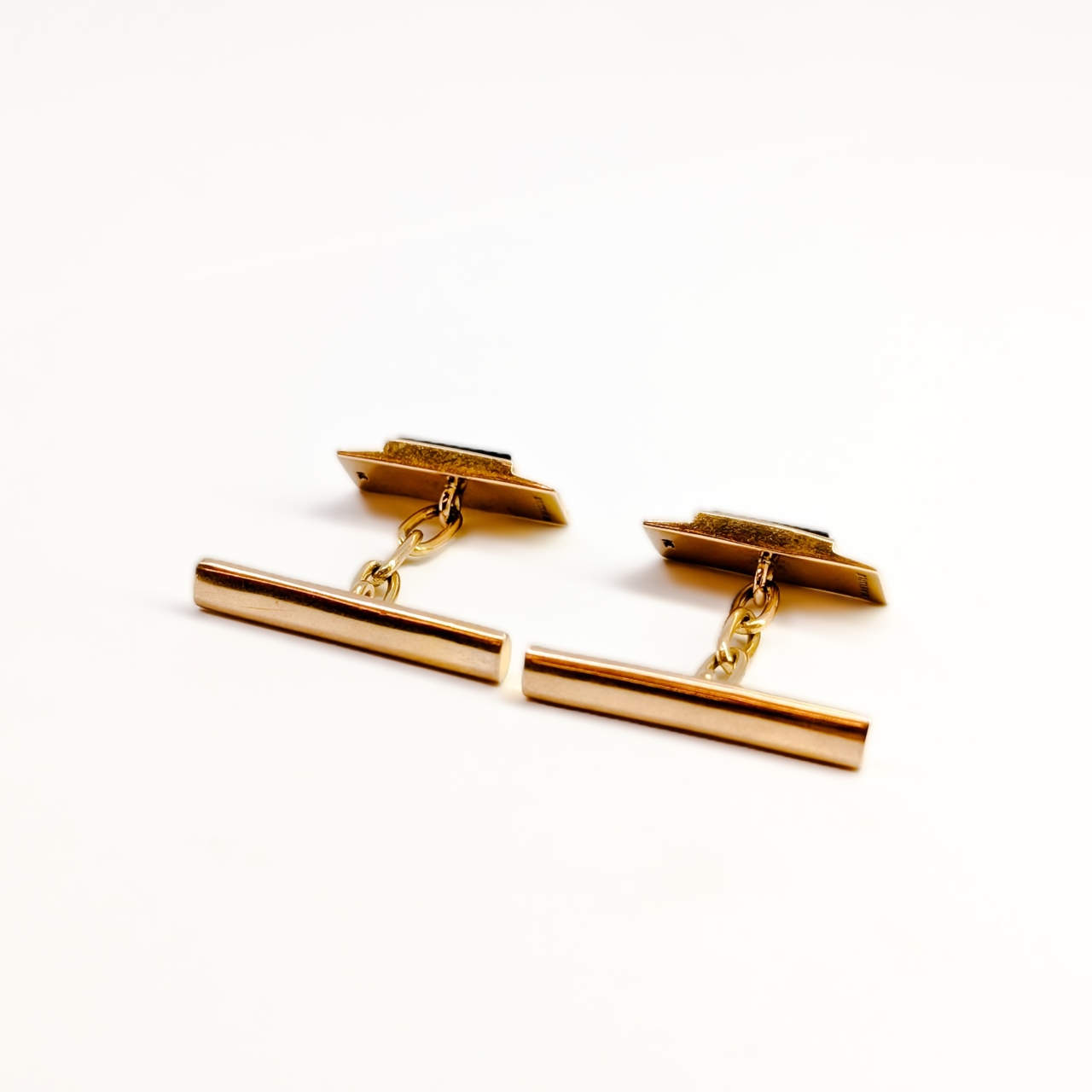 Vintage 9ct Yellow Gold Britannic Rectangle Onyx Cufflinks #63994 Vintage 9ct Yellow Gold Britannic Rectangle Onyx Cufflinks #63994 - Image 8