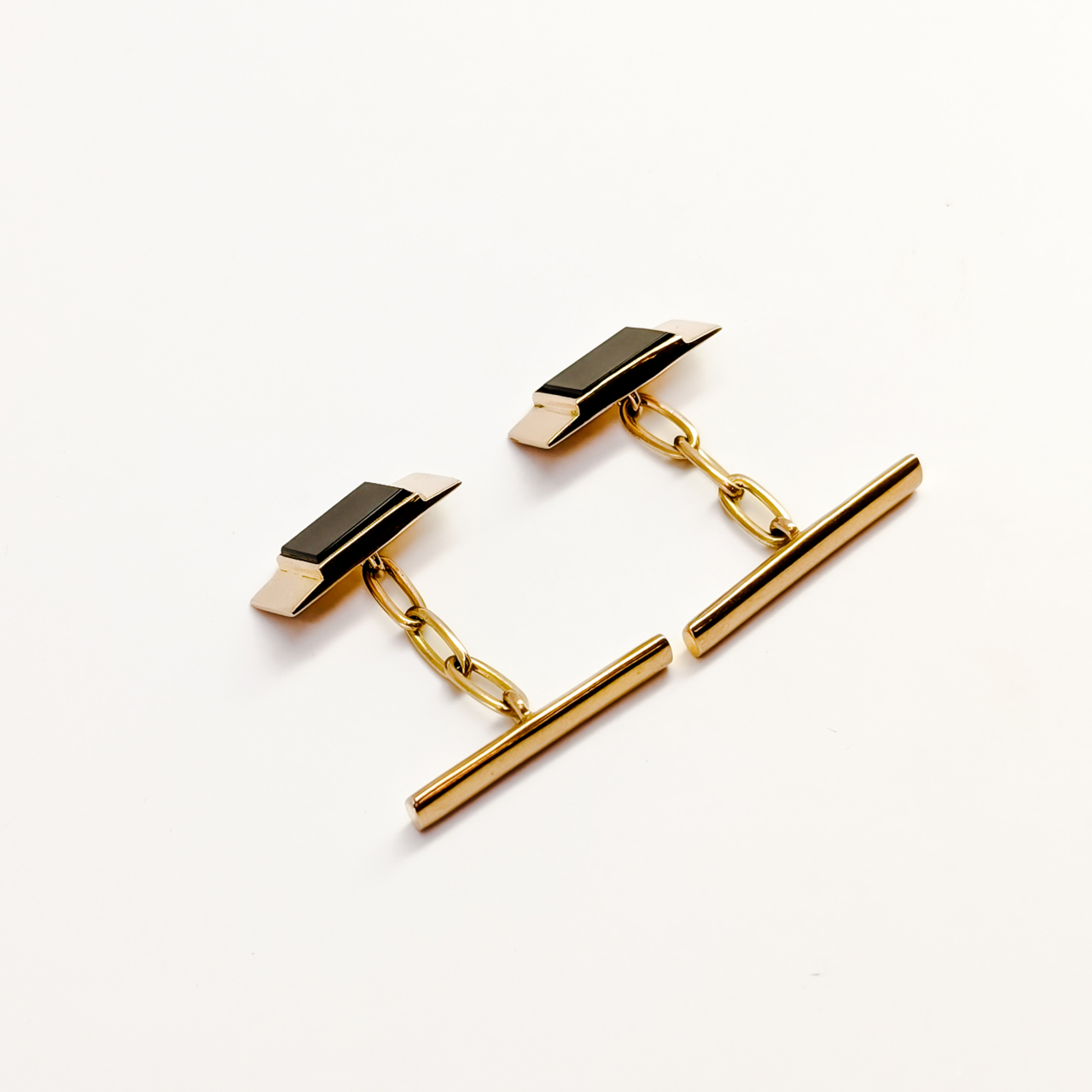 Vintage 9ct Yellow Gold Britannic Rectangle Onyx Cufflinks #63994 Vintage 9ct Yellow Gold Britannic Rectangle Onyx Cufflinks #63994 - Image 10