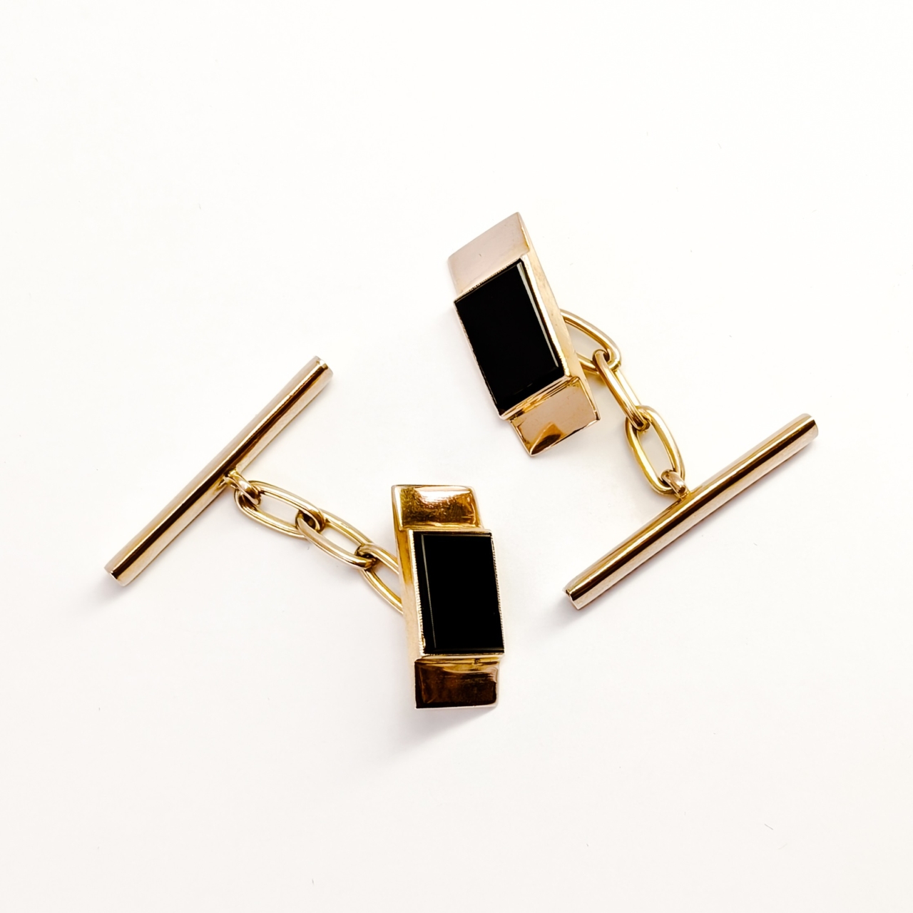 Vintage 9ct Yellow Gold Britannic Rectangle Onyx Cufflinks #63994 Vintage 9ct Yellow Gold Britannic Rectangle Onyx Cufflinks #63994 - Image 11