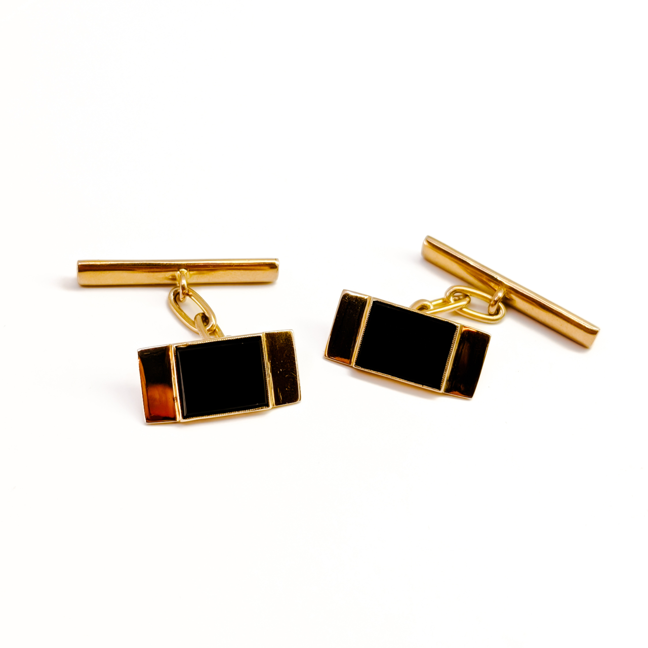 Vintage 9ct Yellow Gold Britannic Rectangle Onyx Cufflinks #63994 Vintage 9ct Yellow Gold Britannic Rectangle Onyx Cufflinks #63994 - Image 12