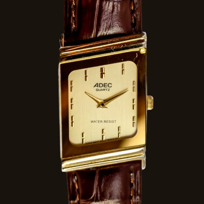 Vintage ADEC Gold-Tone Quartz Watch 6A20-T20450KT 21mm Case #67893