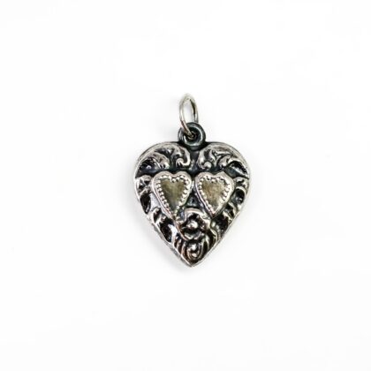 Vintage Sterling Silver Triple Heart Pendant #68261