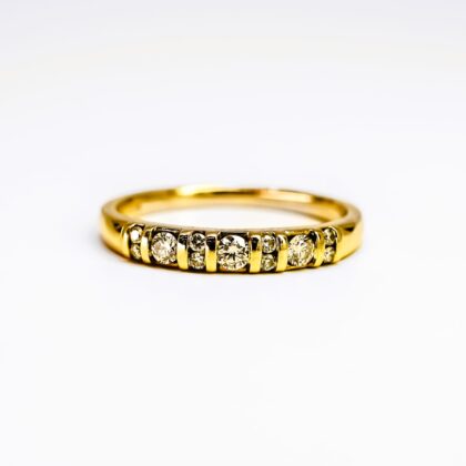 10ct Yellow Gold Diamond Band Ring – Size O #68668