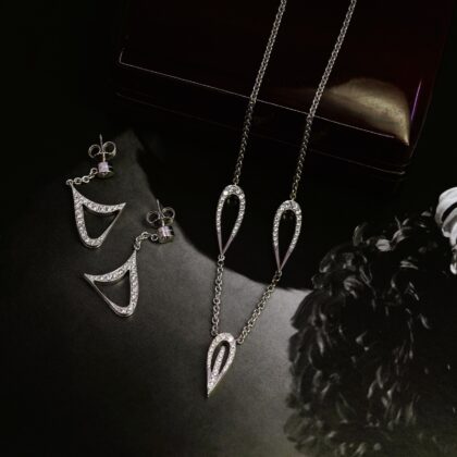 18ct White Gold Diamond Necklace & Earrings Set With Valuation $23,250 #69055