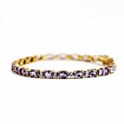 18ct Yellow Gold Amethyst and Diamond Tennis Bracelet #68884