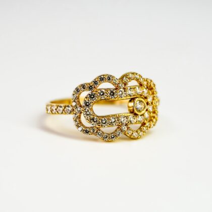 18ct Yellow Gold Moving Cubic Zirconia Ring Size P #68841