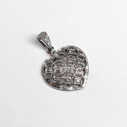 9ct White Gold Diamond Heart Pendant #69020