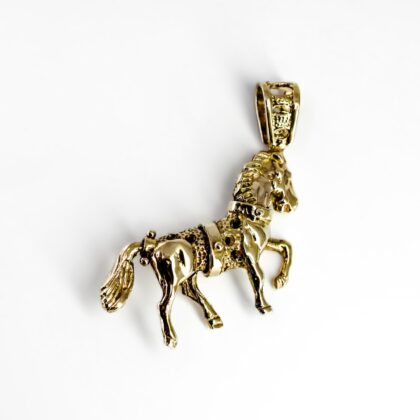 9ct Yellow Gold Articulated Moving Horse Pendant #68901
