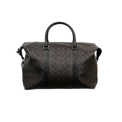 Monty's Coach Signature Canvas Large Voyager Duffle Bag – Brown/Black – Travel Holdall #68574