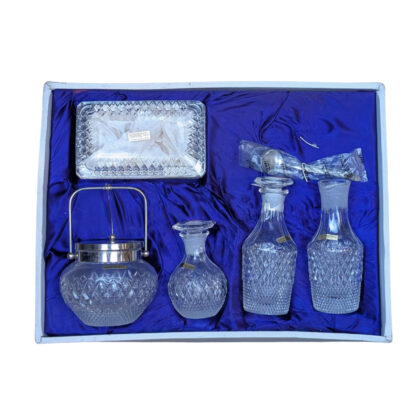 Monty's Kamei Crystal “Modern Cut Collection” Set with 5 Crystal Pieces & Spoon in Box 64599