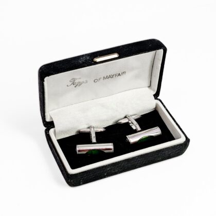 Metal Spirit Level Cufflinks with Green Bubble Inset in Original Box #68902
