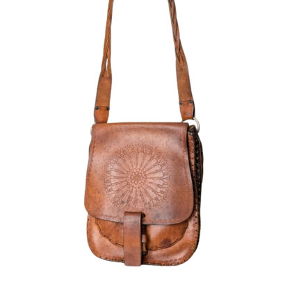 Ornate Brown Leather Satchel Bag #66270