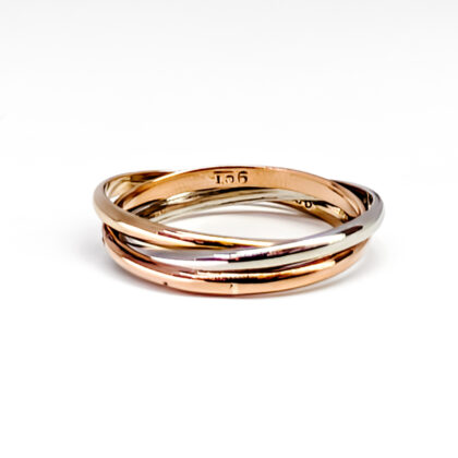 9ct Three-Tone Russian Wedder Ring Size S #68483