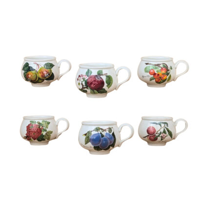 Portmeirion Pomona Tea Cups & Saucers Set of 6 in Box – New Old Stock #68944