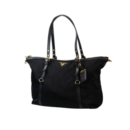 Monty's Prada Tessuto Saffiano 1BG253 Shoulder Tote Bag – Black – With Card & Dust Bag #68614