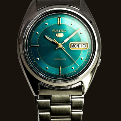Rare Seiko 5 Automatic Watch Green Dial Ref. 7S26-3040 37mm 19cm Band #68761