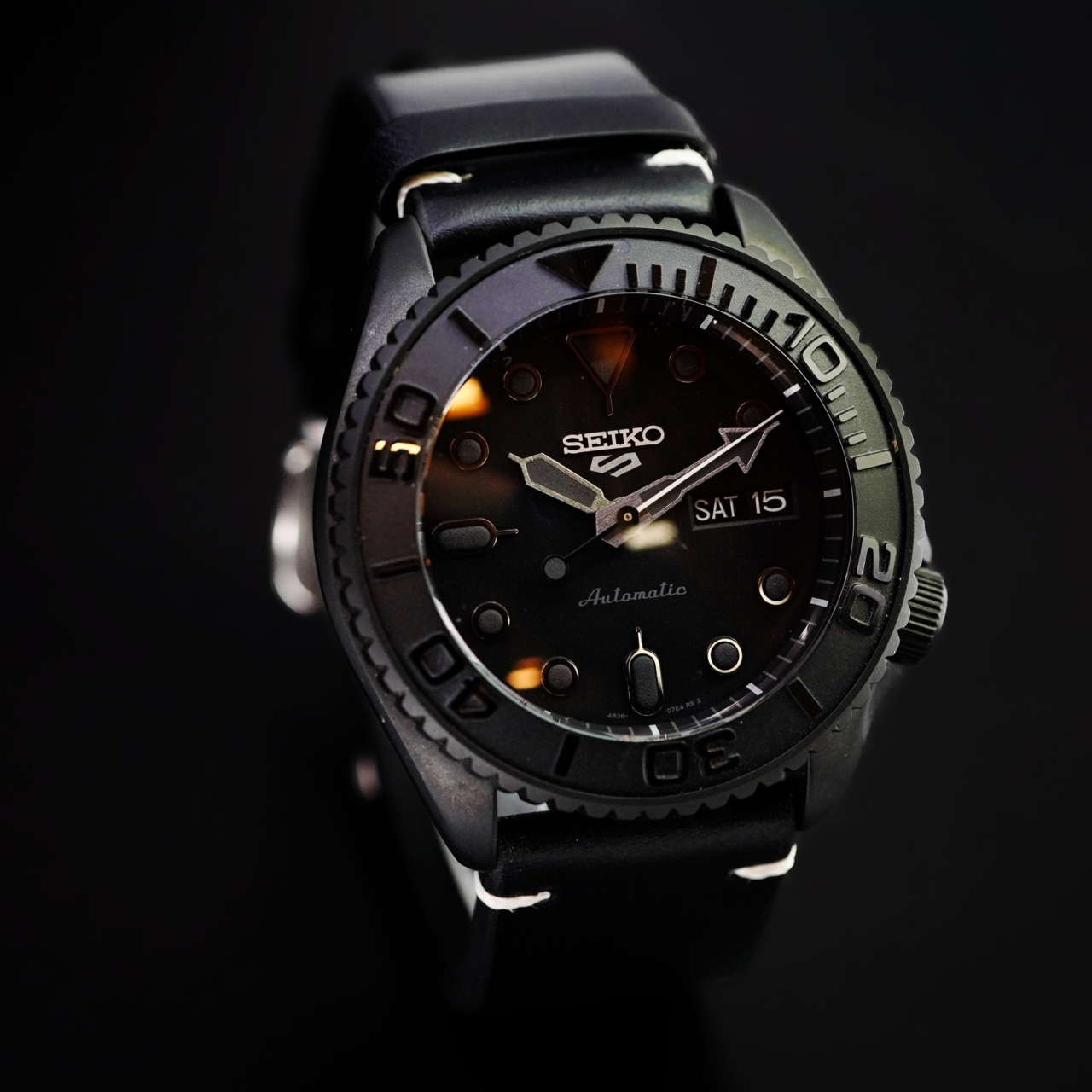 Seiko 5 Sports SRPD79K1 Blackout Automatic 42mm – 4R36 – Leather Band – Men’s Watch #68819 Seiko 5 Sports SRPD79K1 Blackout Automatic 42mm – 4R36 – Leather Band – Men’s Watch #68819 - Image 11