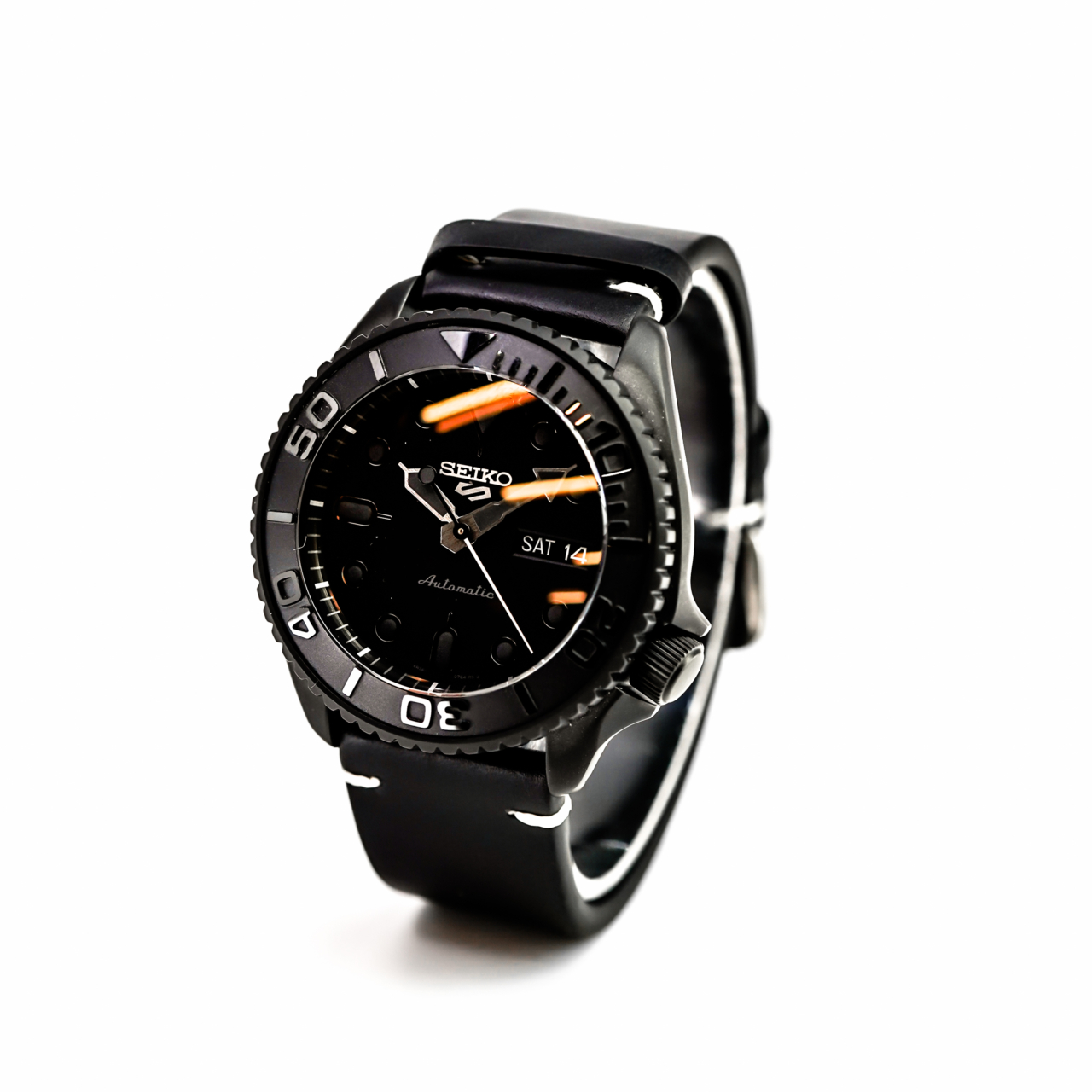 Seiko 5 Sports SRPD79K1 Blackout Automatic 42mm – 4R36 – Leather Band – Men’s Watch #68819 Seiko 5 Sports SRPD79K1 Blackout Automatic 42mm – 4R36 – Leather Band – Men’s Watch #68819 - Image 4