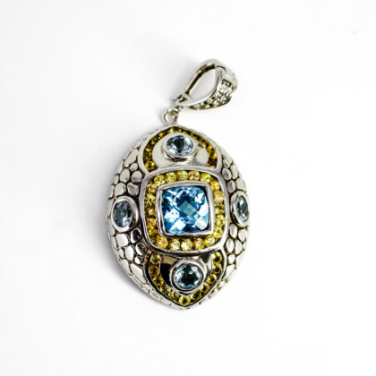 Sterling Silver Gemset Fabergé-Style Egg Pendant #69013