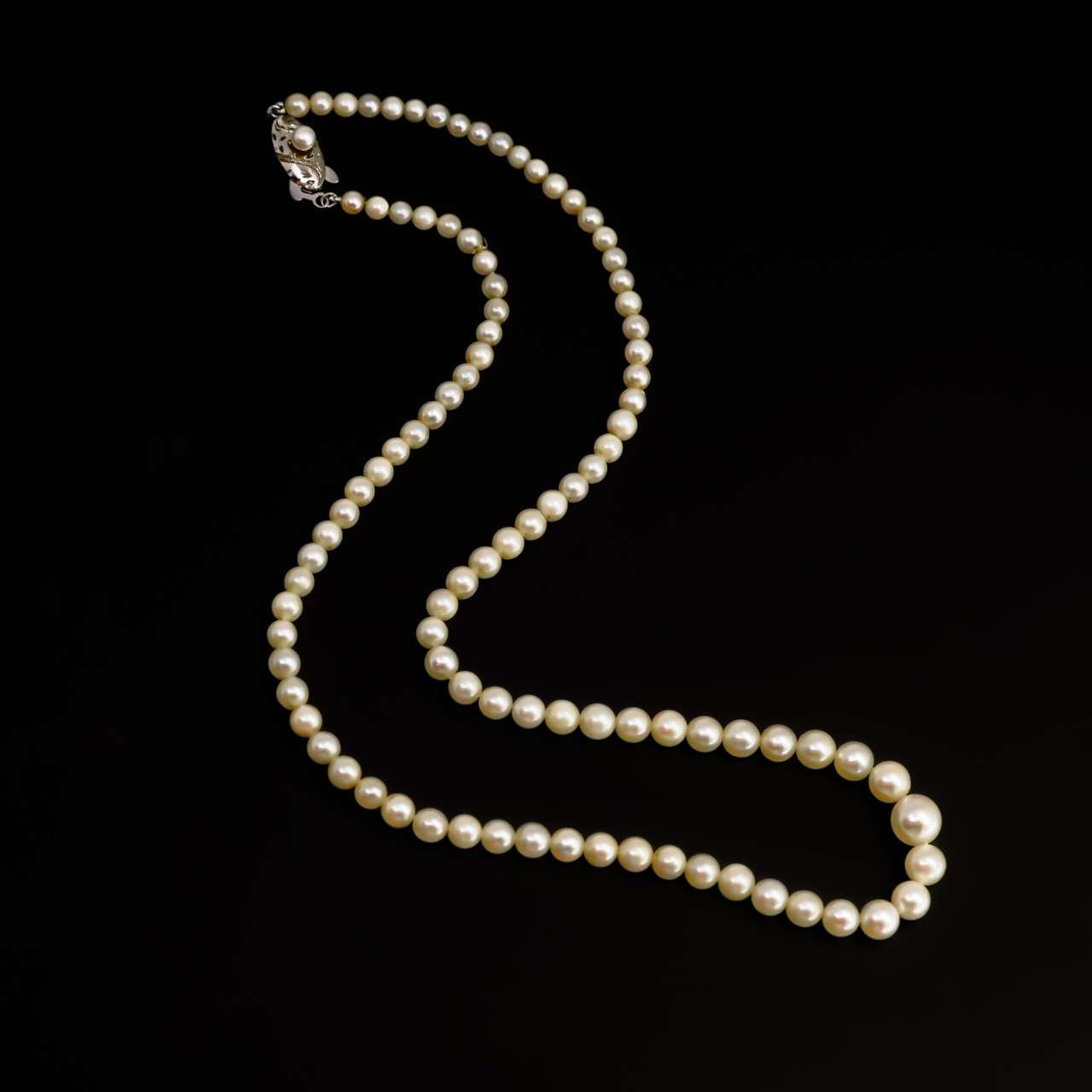 Sterling Silver Graduated Pearl Necklace 45cm #68684 Sterling Silver Graduated Pearl Necklace 45cm #68684 - Image 3