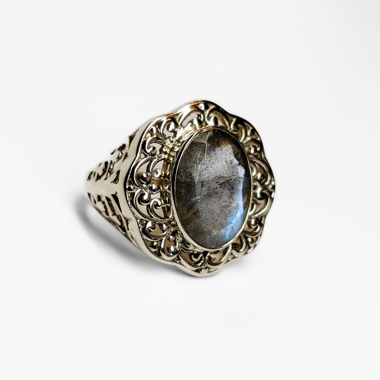 Sterling Silver Labradorite Filigree Ring Size Q½ #69100 Sterling Silver Labradorite Filigree Ring Size Q½ #69100 - Image 4