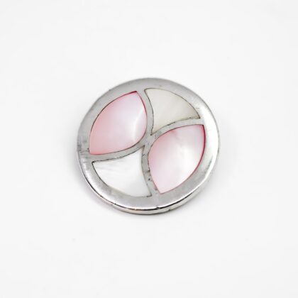 Sterling Silver Pink & White Mother of Pearl Pendant 29.5mm #68461