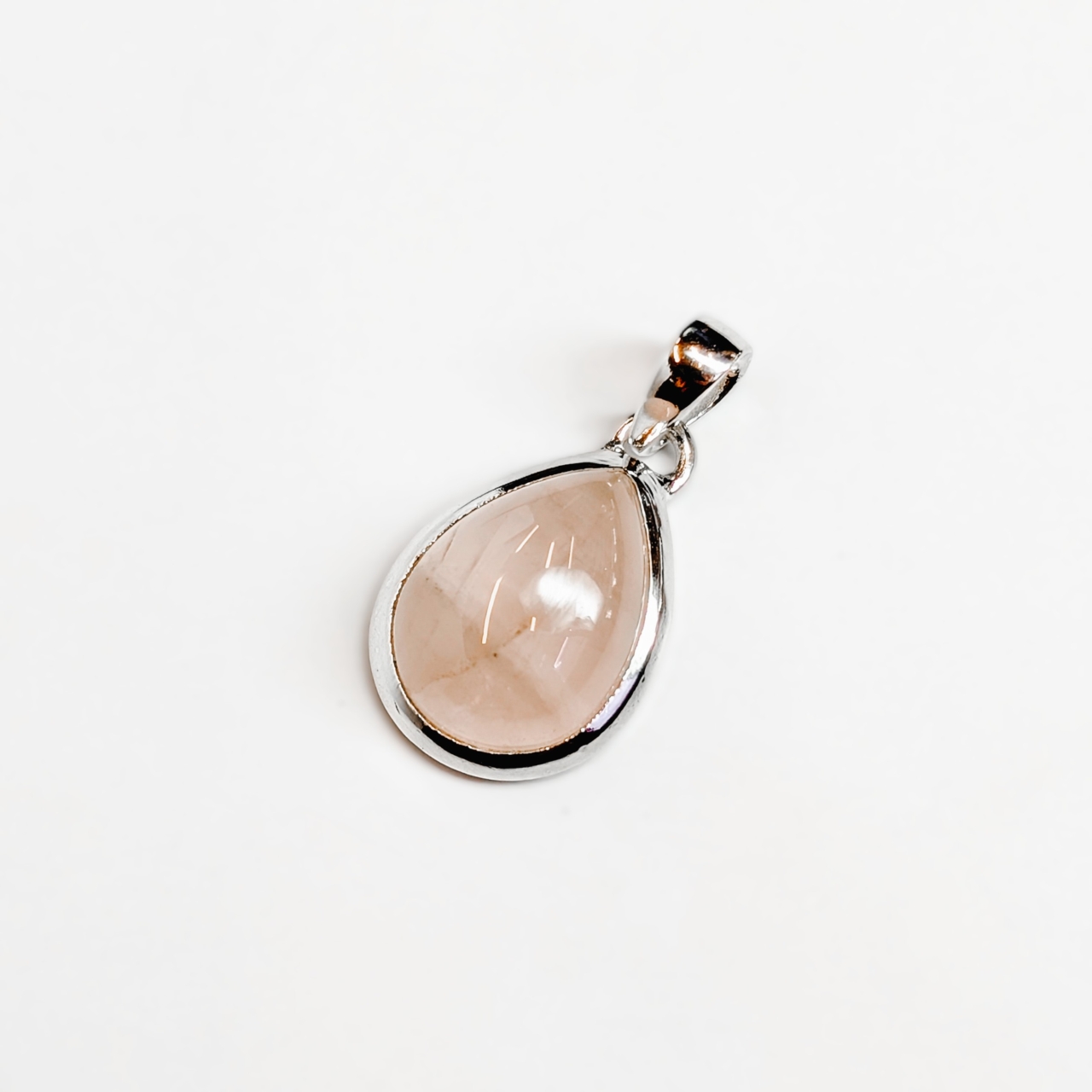 Sterling Silver Rose Quartz Teardrop Pendant #69019