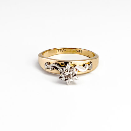 Vintage 18ct Yellow Gold Diamond Ring Size J – Star Setting #68270