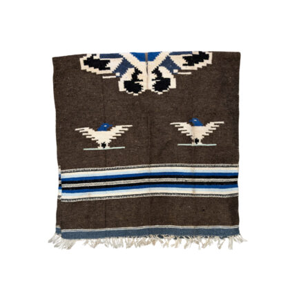 Vintage Double Eagle Wool Poncho Brown White And Blue #68421