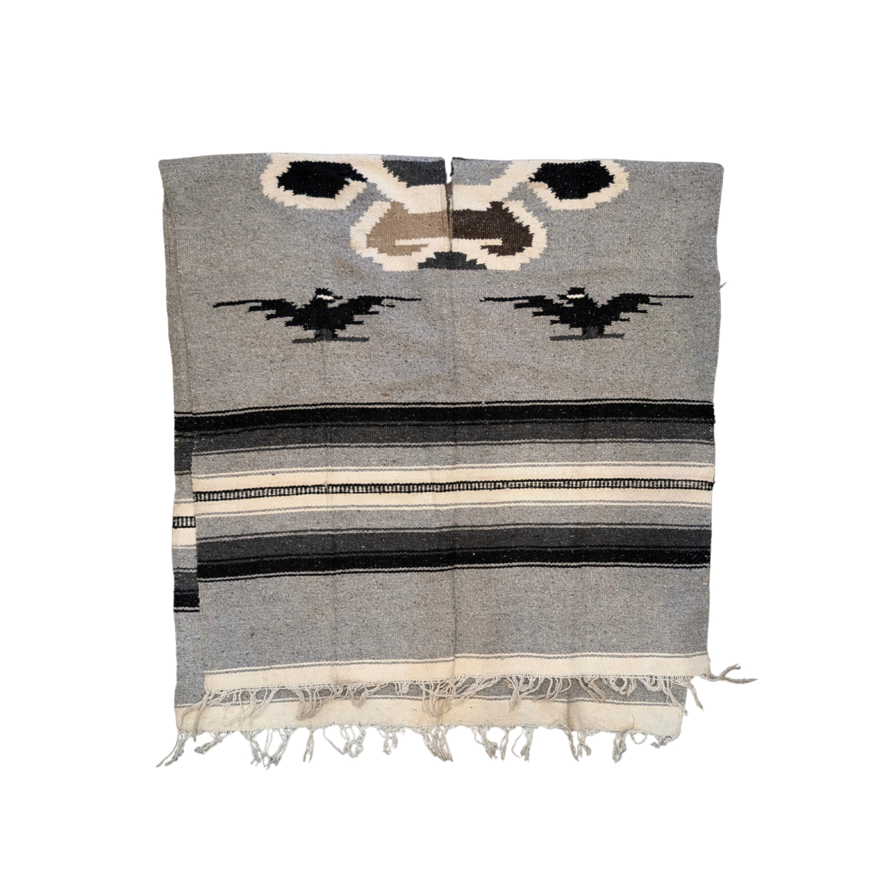 Vintage Double Eagle Wool Poncho Grey And Black #68420 Vintage Double Eagle Wool Poncho Grey And Black #68420