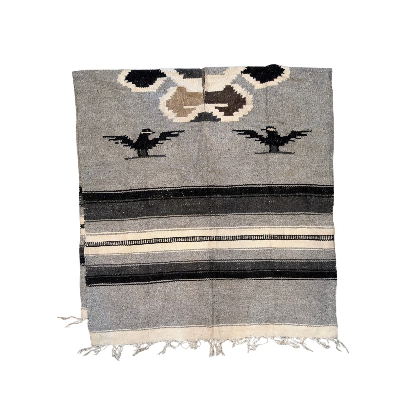 Vintage Double Eagle Wool Poncho Grey And Black #68420 Vintage Double Eagle Wool Poncho Grey And Black #68420 - Image 2