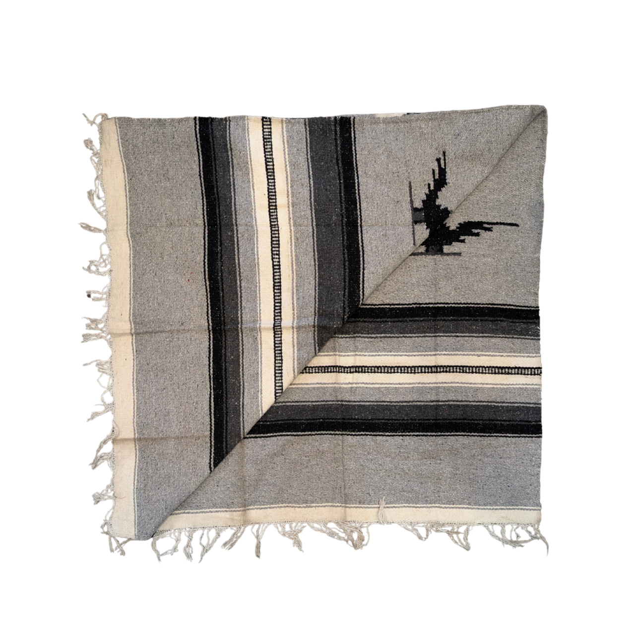 Vintage Double Eagle Wool Poncho Grey And Black #68420 Vintage Double Eagle Wool Poncho Grey And Black #68420 - Image 3