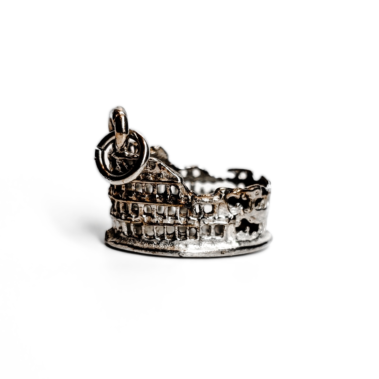 Vintage 800 Silver 3D Colosseum Rome Travel Charm #68914-1