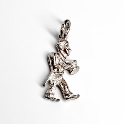 Vintage Sterling Silver Gentleman with Cane & Top Hat Charm Pendant #68914-10